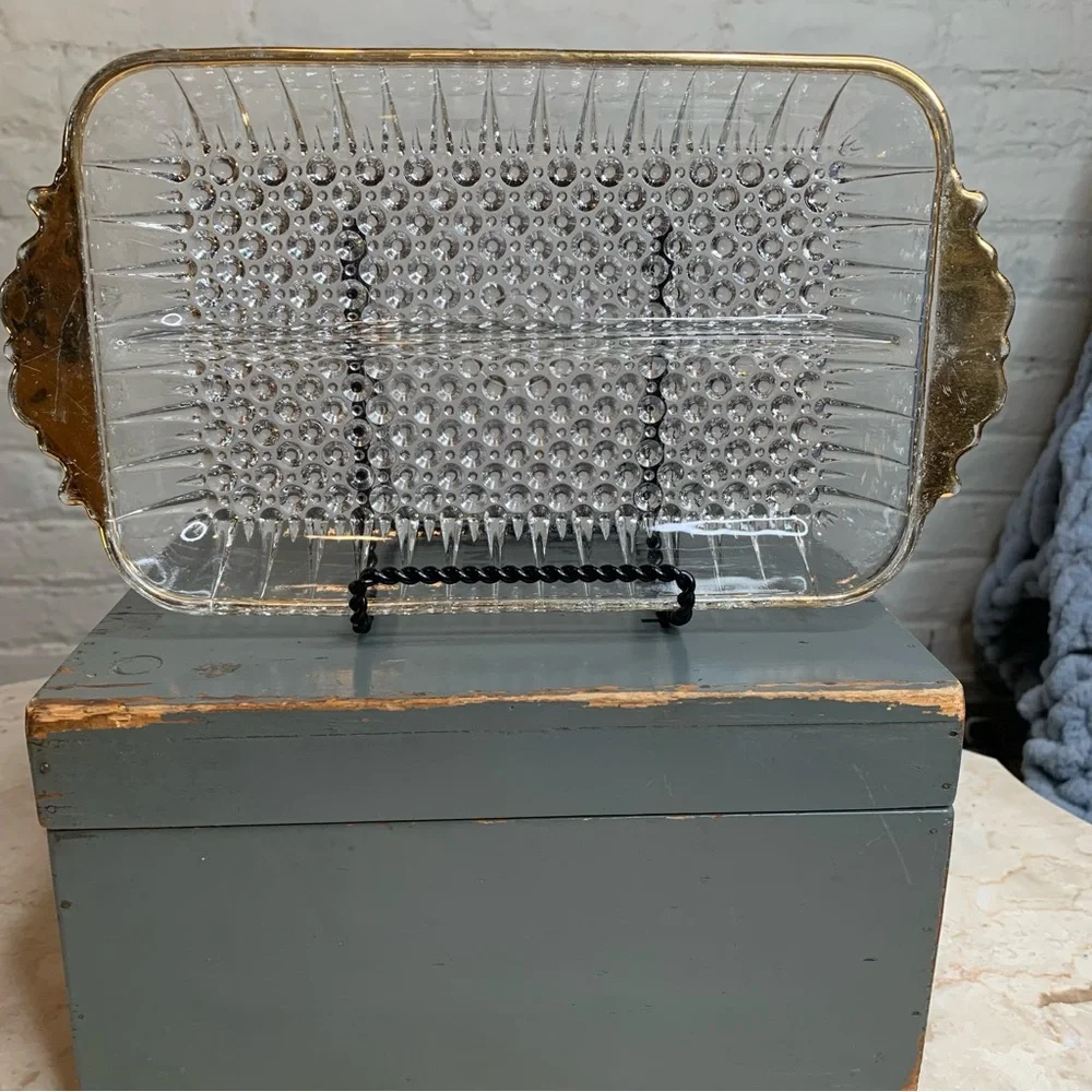 Vintage Anchor Hocking Hobnail & Ray Divided Relish Tray
